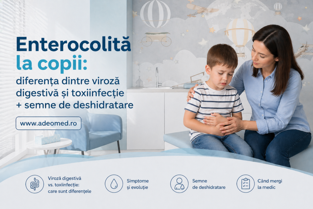 Enterocolita la copii: cum diferențiezi viroza digestivă de toxiinfecția alimentară și cum recunoști deshidratarea