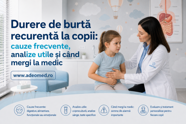 Durere de burtă recurentă la copii: cauze frecvente, analize utile și când suspectăm intoleranțe